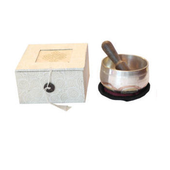 3" deep silver Singing bowl set SB-033S - Click Image to Close